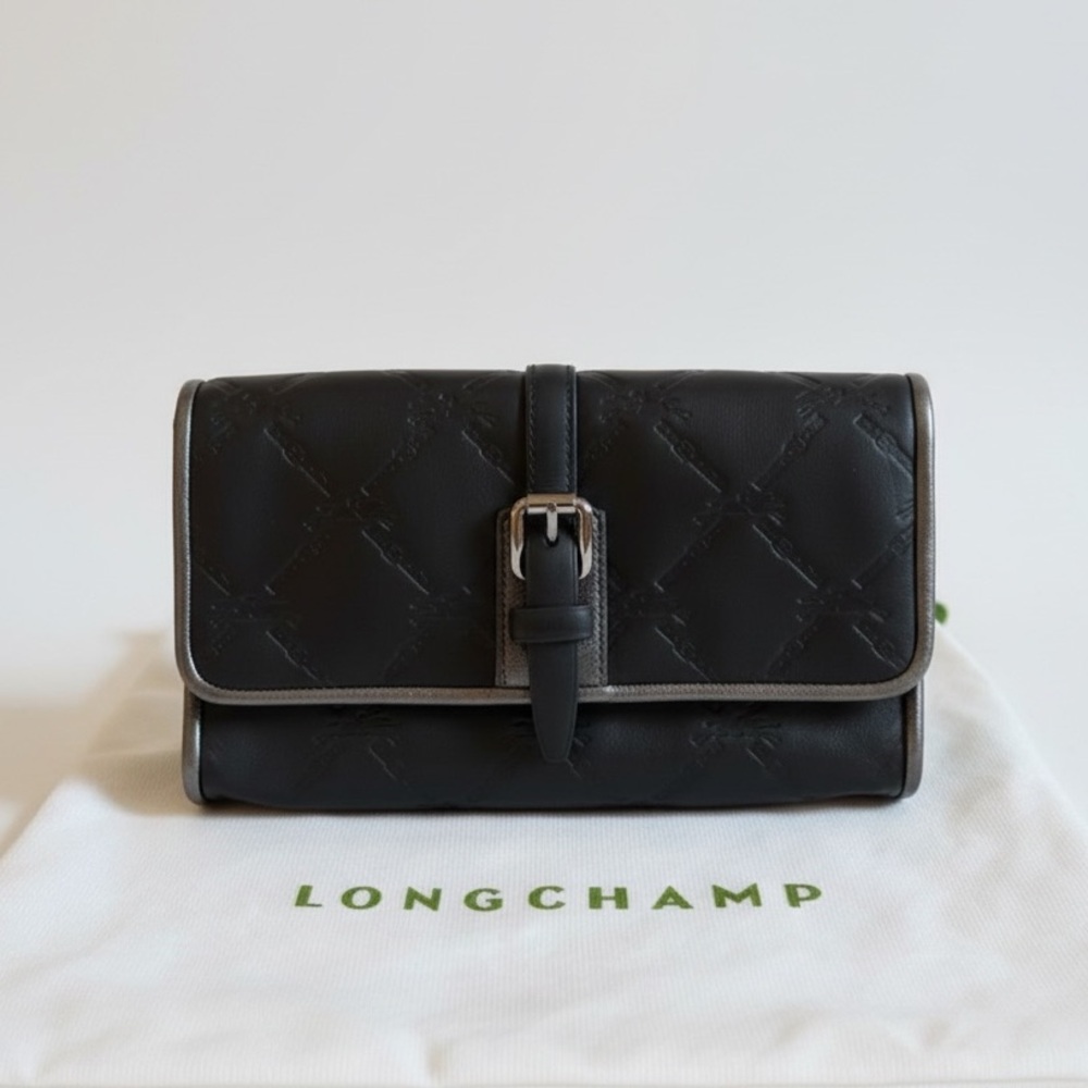 Longchamp Vintage Embossed Leather mini crossbody bag with dust bag Authentic!